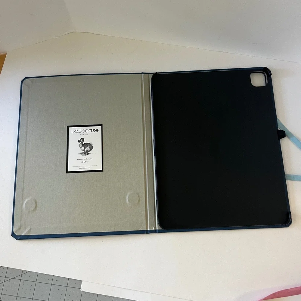 DODOcase Navy Blue Canvas Book Style iPad Case Made in USA Elastic Strap Closure